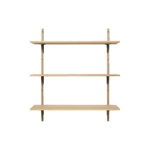 Sector Shelf, Triple - Wide Natural Oak/Black Brass
