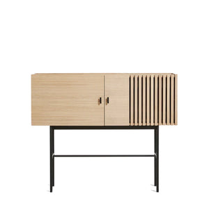 Array Sideboard (120 cm), White Pigmented Lacquered Oak With Black Painted Metal Legs