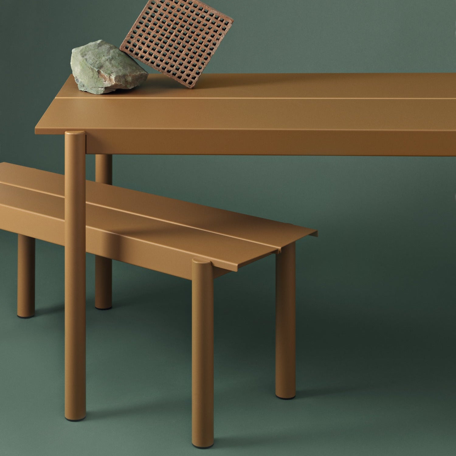 Linear Steel Bench, Burnt Orange 110cm