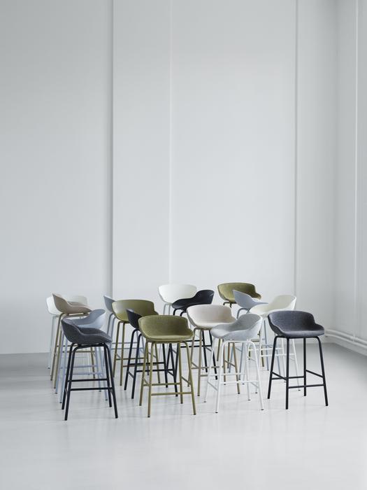 Hyg Barstool 65cm, Front Upholstery Steel/Olive