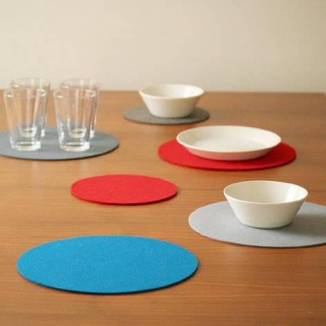 Felt Coaster round, 21 cm, lemon yellow