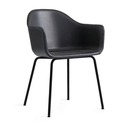 Harbour Armchair, Upholstered Leather Sorensens Dunes (Anthracite), Black steel legs-Chairs-Audo-vancouver special