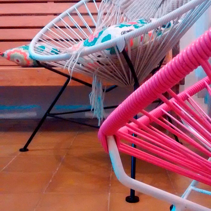 Condesa Chair, Pink Cord / White Base