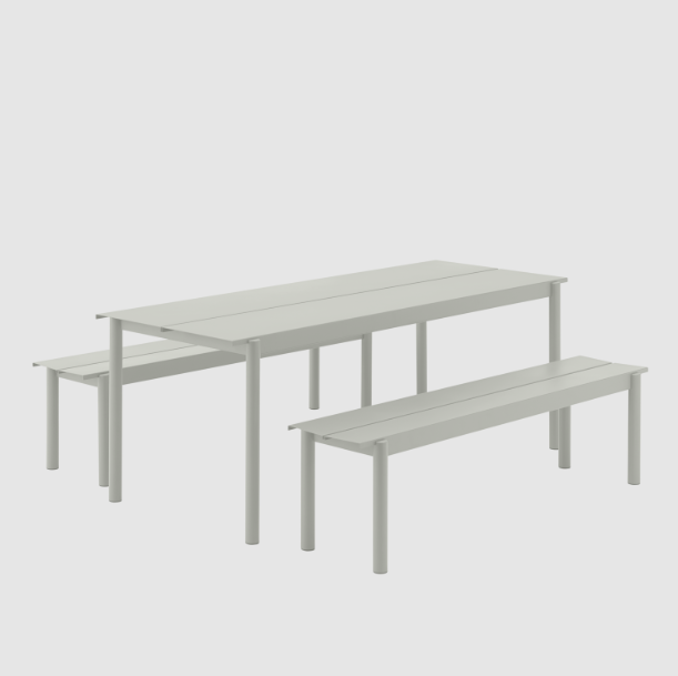 Linear Steel Bench, Grey, 170cm