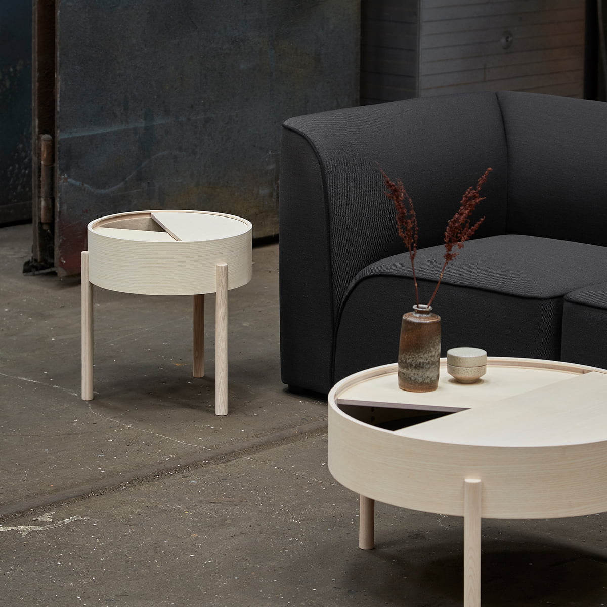 Arc Coffee Table, 42cm, White Pigmented Ash