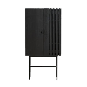 Array Highboard (80 cm), Black Painted Oak and Metal Legs