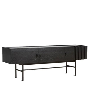 Array Low Sideboard (150 cm), Black Painted Oak with Black Painted Metal Legs