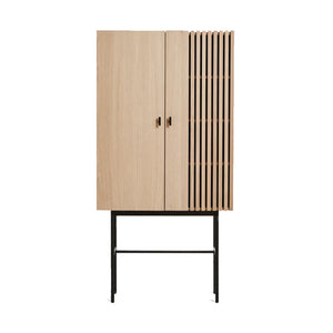 Array Highboard, 80 cm White Pigmented Oak With Black Metal Legs